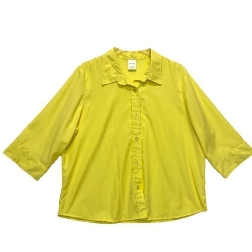 Blair Yellow Button Down Shirt Size XL rayon bright summer top oversized - Picture 8 of 8